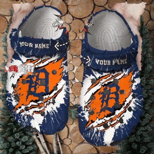 Mlb Detroit Tigers Ripped Claw Custom Name Crocs Clog