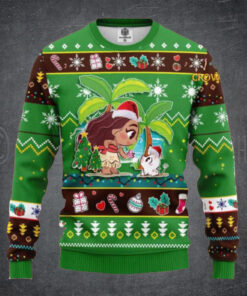 Moana Disney Christmas Holiday Green Ugly Sweater