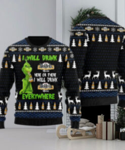 Modelo Grinch Will Drink Everywhere Ugly Sweater