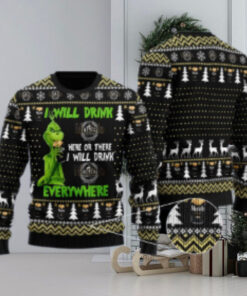 Modelo Negra Grinch Will Drink Everywhere Ugly Sweater