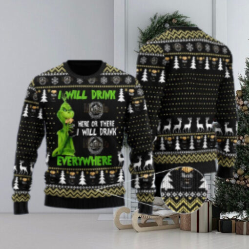 Modelo Negra Grinch Will Drink Everywhere Ugly Sweater