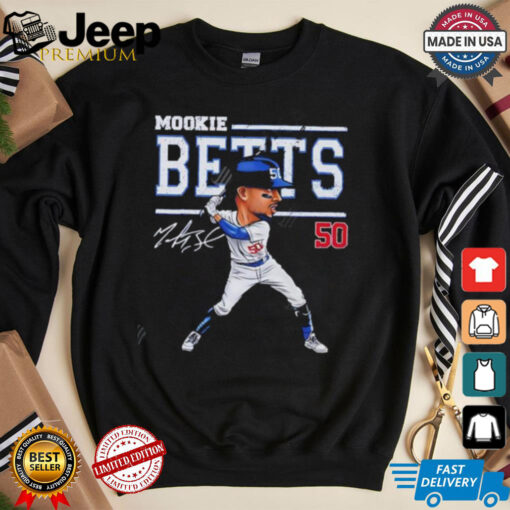 Mookie Betts 50 signature cartoon shirt