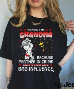 Mother’s Day Grandma Bad Influence Snoopy Women T Shirt
