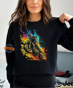 Motocross Dirt Bike Racing Supercross Flying Jump Flames T Shirt