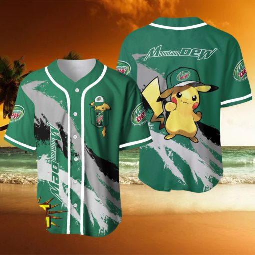 Mountain Dew Pikachu Pokemon Lover 3D Baseball Jersey Shirt