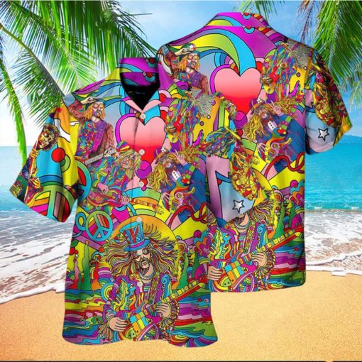 Music Guitar Psychedelic Hippie Musician Hawaiian Shirt