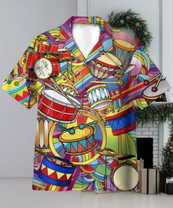 Music Peace Love Drums Hippie 3D Hawaiian Shirt Summer Vaction Gift