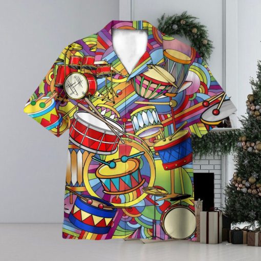 Music Peace Love Drums Hippie 3D Hawaiian Shirt Summer Vaction Gift