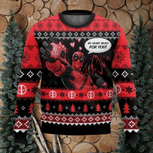 My Heart Beats For You Deadpool Ugly Christmas Sweater