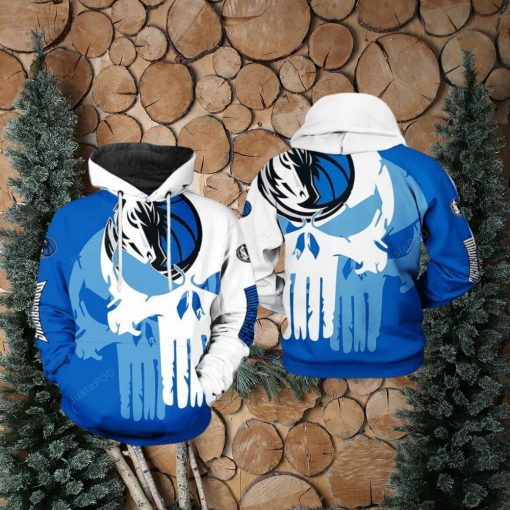 NBA Dallas Mavericks Blue White Skull Pullover Hoodie