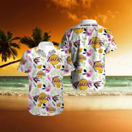 NBA Los Angeles Lakers Tropical Flowers Hawaiian Shirt