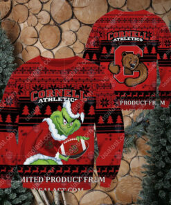 NCAA Cornell Big Red Sneaky Grinch Christmas 2024 Ugly Sweaters