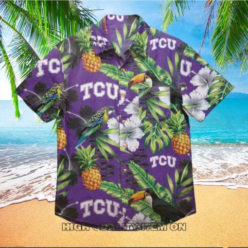 NCAA TCU Horned Frogs Parrot Tropical Floral Hawaiian Shirt