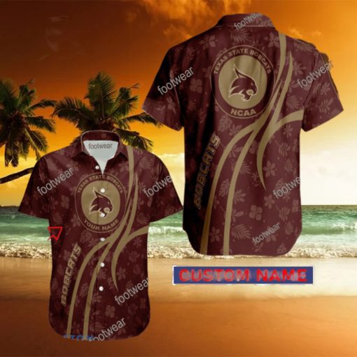 NCAA Texas State Bobcats Hawaiian Shirt Design Gift Fans Summer Holidays Custom Name