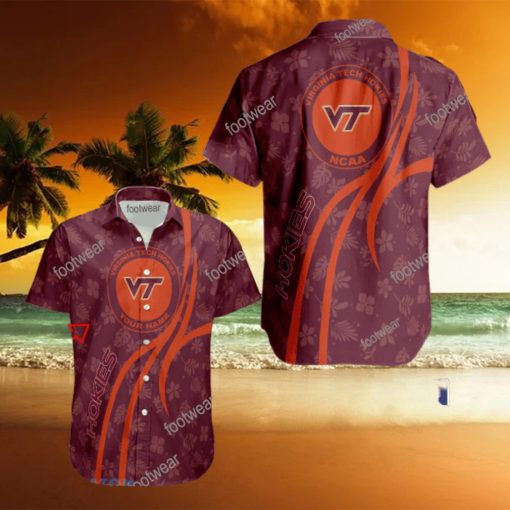 NCAA Virginia Tech Hokies Hawaiian Shirt Design Gift Fans Summer Holidays Custom Name
