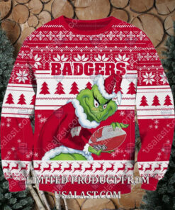 NCAA Wisconsin Badgers Sneaky Grinch Christmas 2024 Ugly Sweater