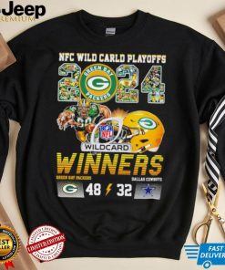 NFC Wild Carld Playoffs 2024 Winners Green Bay Packers 48 32 Dallas Cowboys mascot helmet logo shirt