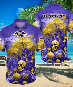 NFL Baltimore Ravens Halloween Skull Pumpkin Hawaiian Shirt