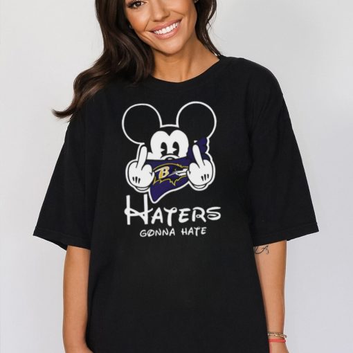 NFL Baltimore Ravens Haters Gonna Hate Mickey Mouse Disney Football T Shirt