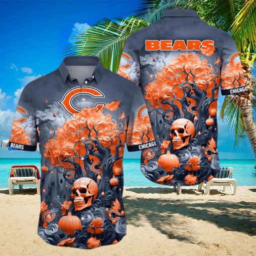 NFL Chicago Bears Halloween Skull Pumpkin Hawaiian Shirt