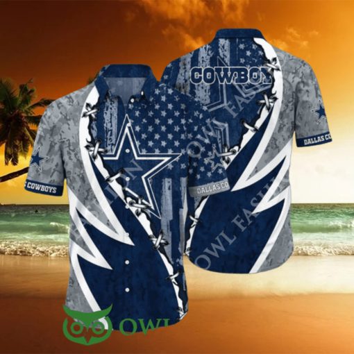 NFL Dallas Cowboys Summer Graphic American Flag Hawaiian Shirt 2024