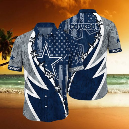 NFL Dallas CowboysHawaiian Shirt 3D Printed Graphic American Flag Print This Summer Gift For Fans