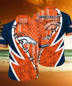 NFL Denver Broncos Hawaiian Shirt 3D Printed Graphic American Flag Print This Summer Gift For Fans