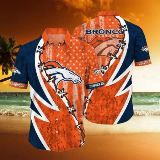 NFL Denver Broncos Hawaiian Shirt 3D Printed Graphic American Flag Print This Summer Gift For Fans