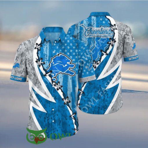 NFL Detroit Lions American Flag 3D Printed Hawaiian Shirt 2024