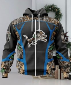 NFL Detroit Lions Custom Name Number Camo Hunting Zip Up Hoodie