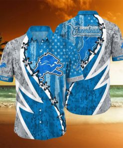 NFL Detroit Lions Hawaiian Shirt 3D Printed Graphic American Flag Print This Summer Gift For Fans