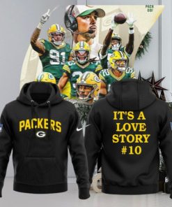 NFL Green Bay Packers It’s A Love Story 10 Hoodie – Black