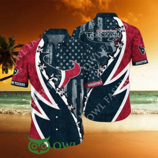 NFL Houston Texans Graphic American Flag Hot Summer Hawaiian Shirt 2024