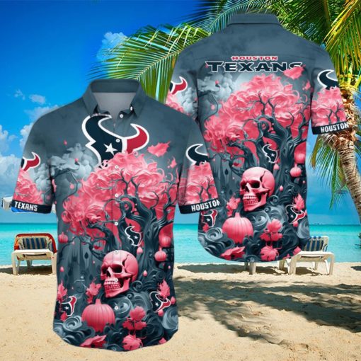 NFL Houston Texans Halloween Skull Pumpkin Hawaiian Shirt