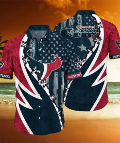 NFL Houston Texans Hawaiian Shirt 3D Printed Graphic American Flag Print This Summer Gift For Fans