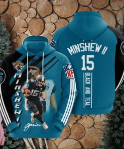 NFL Jacksonville Jaguars Gardner Minshew Teal Black Stripes Pullover Hoodie