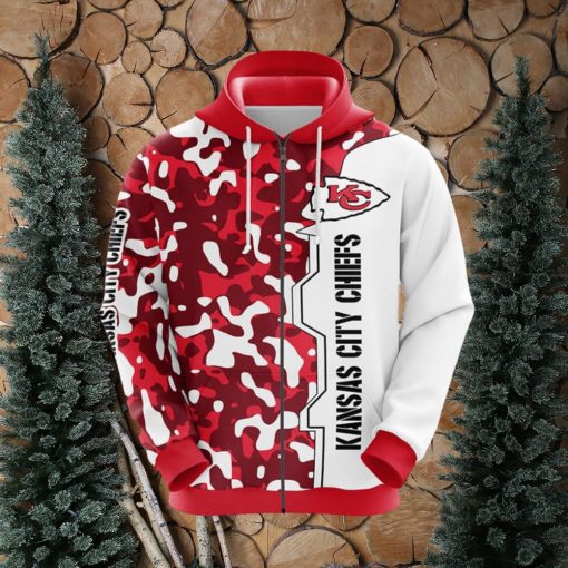 NFL Kansas City Chiefs Camouflage Red 3D Hoodie Zip Hoodie For Men And Women Sport Gift