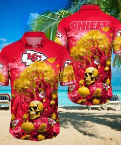 NFL Kansas City Chiefs Halloween Skull Pumpkin Hawaiian Shirt