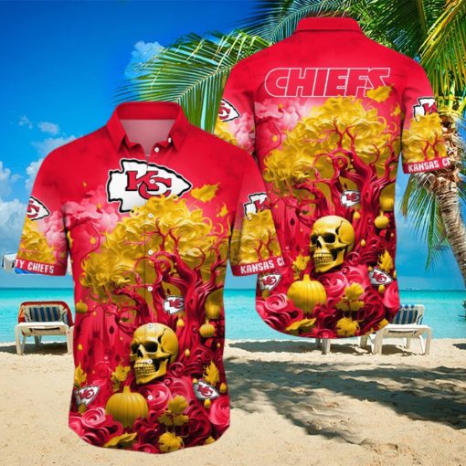 NFL Kansas City Chiefs Halloween Skull Pumpkin Hawaiian Shirt