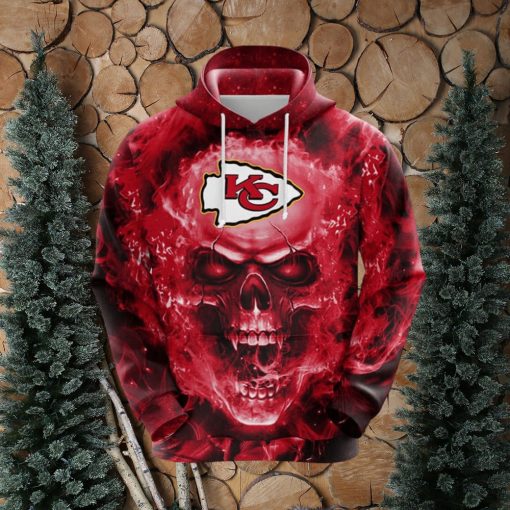 NFL Kansas City Chiefs Skull Funny Red 3D Hoodie Zip Hoodie For Men And Women Sport Gift