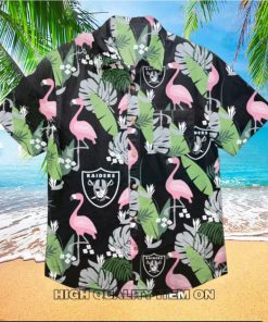 NFL Las Vegas Raiders Flamingo Black Hawaiian Shirt