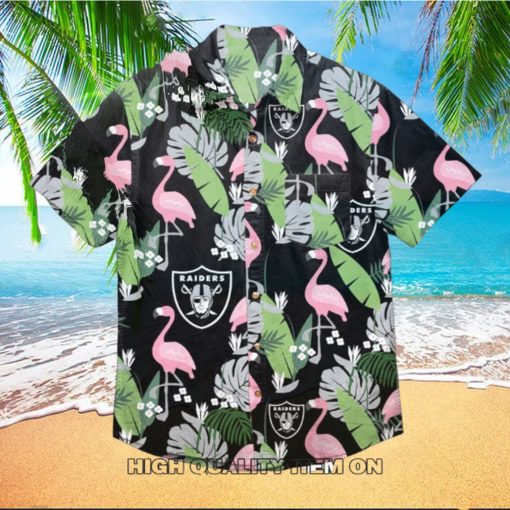 NFL Las Vegas Raiders Flamingo Black Hawaiian Shirt