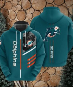 NFL Miami Dolphins Big Logo Backside Go Fins Hoodies Print Full