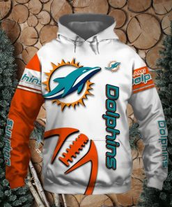 NFL Miami Dolphins White Orange Pullover Hoodie