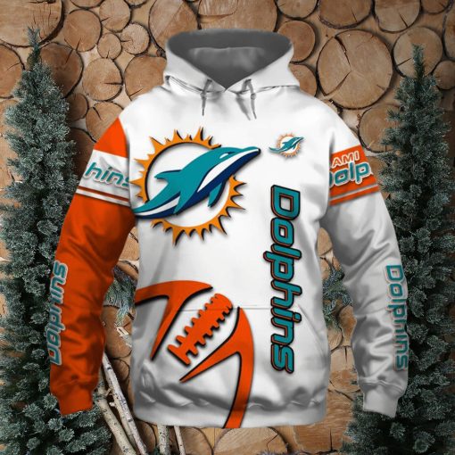 NFL Miami Dolphins White Orange Pullover Hoodie