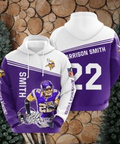 NFL Minnesota Vikings Harrison Smith Purple White Pullover Hoodie