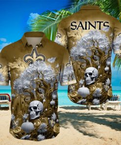 NFL New Orleans Saints Halloween Skull Pumpkin Hawaiian Shirt