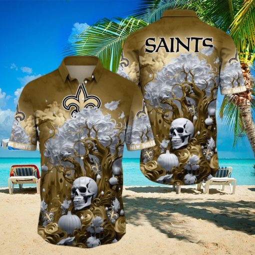 NFL New Orleans Saints Halloween Skull Pumpkin Hawaiian Shirt