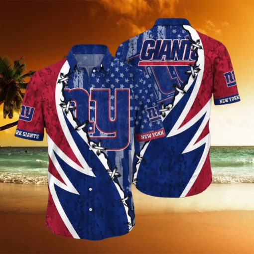 NFL New York Giants Hawaiian Shirt 3D Printed Graphic American Flag Print This Summer Gift For Fans