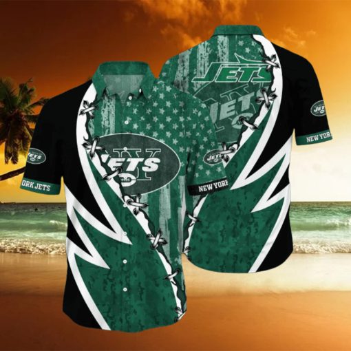 NFL New York Jets Hawaiian Shirt 3D Printed Graphic American Flag Print This Summer Gift For Fans